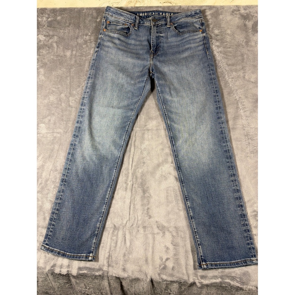 American Eagle Mens Airflex+ Original Straight Leg Jeans Medium Wash 32x32